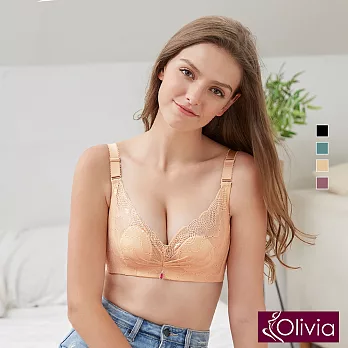 【Olivia】無鋼圈柔軟裸紗超薄不露點蕾絲內衣34膚色