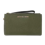 MICHAEL KORS 防刮皮革雙層手機長夾-橄欖綠橄欖綠