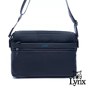 Lynx - 美國山貓商務紳士牛皮多功能拉鍊袋大斜背包黑色
