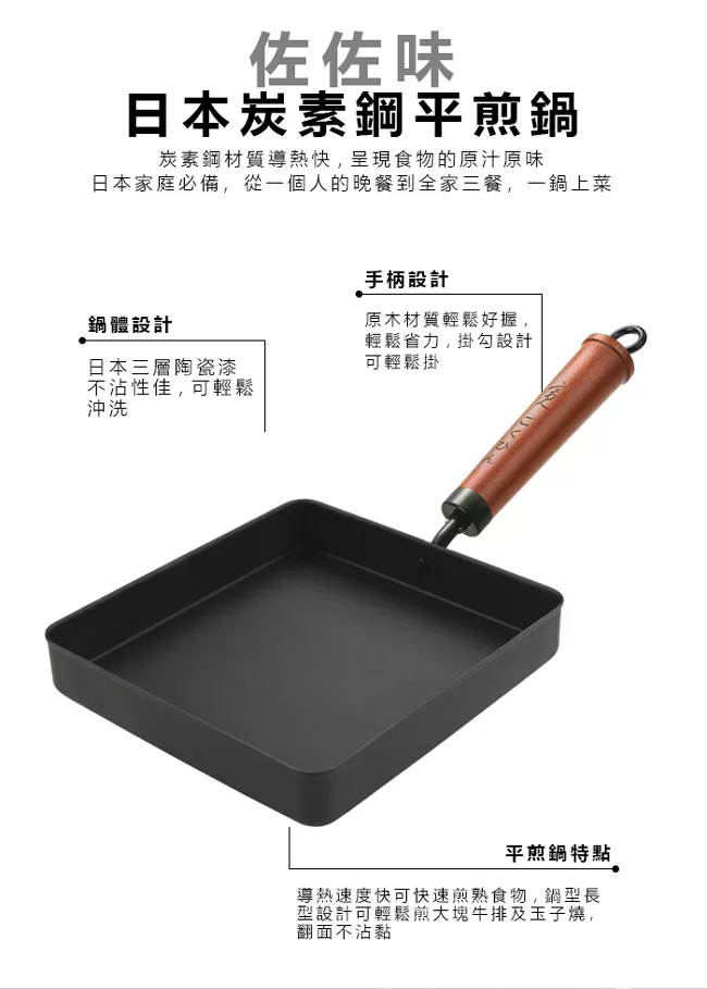博客來 日式佐佐味 方型平煎鍋