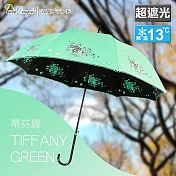 【雙龍牌】HANA黑膠宮廷傘直立傘自動晴雨傘  降13度抗UV陽傘降溫涼感防曬A8027蒂芬綠