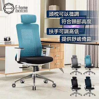 E-home Evolution高背半網人體工學電腦椅-藍色