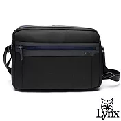 Lynx - 美國山貓進口牛皮mix防潑水時尚型男側背包黑色