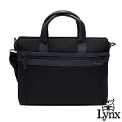 Lynx - 美國山貓牛皮mix防潑水時尚商務型電腦公事包黑色