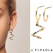 PD PAOLA 西班牙時尚潮牌 金色字母耳環 彩鑽耳環 925純銀鑲18K金 Z