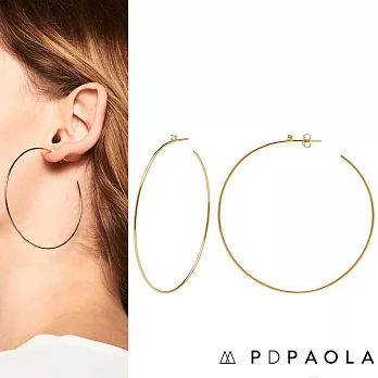 PD PAOLA 西班牙時尚潮牌 單鑽金色大C圓耳環 925純銀鑲18K金 SERENA