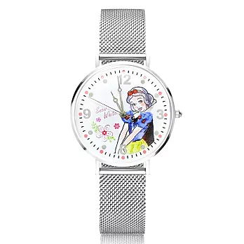 Disney迪士尼 美麗公主系列細緻插畫風格針織鐵帶手錶- 白雪公主