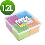 WallyFun 方型食物密封盒-四分格 (分類盒/食物收納盒)