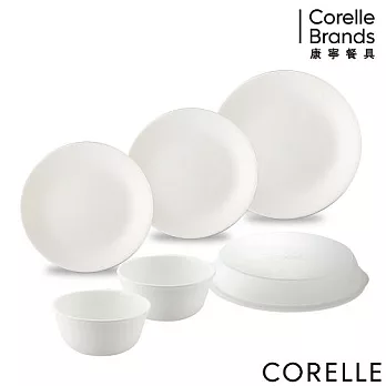 【美國康寧 CORELLE】經典純白 獨家6件式餐盤組-F17