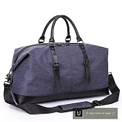 【US.STYLE】首爾風尚防潑水旅行側背手提兩用旅行袋(深邃藍)
