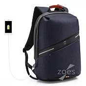 【Zoe s】首爾風尚防潑水街頭潮流電腦後背包(深邃藍)