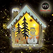 摩達客 聖誕木質雪人聖誕屋LED夜燈擺飾(電池燈)