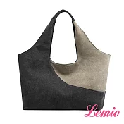 【Lemio】防潑水單肩撞色帆布包(卡其棕)
