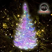 摩達客 晶透迷你壓克力聖誕樹塔+50燈LED銅線燈電池燈(四彩光)