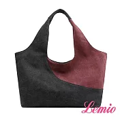 【Lemio】防潑水單肩撞色帆布包(魅力紫)