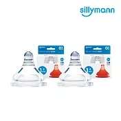 【韓國sillymann】 100%鉑金矽膠奶嘴-一階段(2入裝)-2組透明