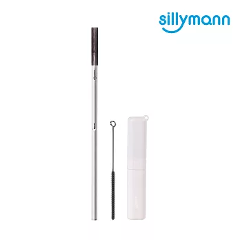 【韓國sillymann】 100%鉑金矽膠攜帶型304不銹鋼吸管套裝--2組透明黑