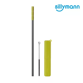 【韓國sillymann】 100%鉑金矽膠攜帶型吸管套裝-2組橄欖綠