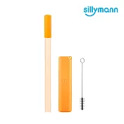 【韓國sillymann】 100%鉑金矽膠攜帶型珍珠吸管套裝-2入黃