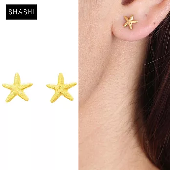 SHASHI 紐約品牌 Starfish 幸運海星耳環 925純銀鑲18K金