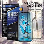 NISDA for iPhone Xs / X 5.8吋降 藍光9H滿版超硬度保護貼-黑色