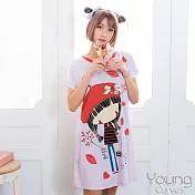 Young Curves 牛奶絲質短袖連身睡衣F - B:紅帽女孩與狗
