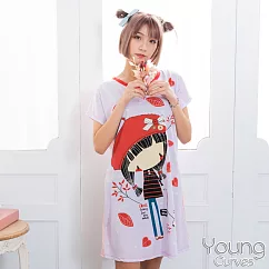 Young Curves 牛奶絲質短袖連身睡衣F ─ B：紅帽女孩與狗