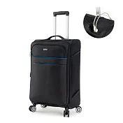 DF travel - 紀錄時光可充電可加大20吋防潑水布面行李箱黑色
