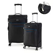 DF travel - 紀錄時光可充電可加大20+24吋防潑水布面行李箱黑色