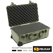 美國 PELICAN 1510 輪座拉桿氣密箱-含泡棉(綠)