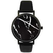 CADISEN卡迪森 C-2018 簡約時尚大理石紋路皮帶手錶  黑色黑框-CDS-002-2
