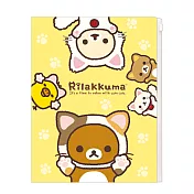 San-X拉拉熊快樂貓生活系列雙開夾鏈袋文件夾。黃