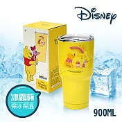 【迪士尼Disney】雙層不鏽鋼真空 冰霸保冰保溫杯 巨無霸鋼杯 隨行杯 900ml-小熊維尼(正版授權)