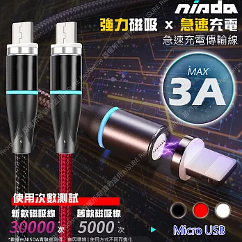 NISDA for Micro USB 3A磁吸漁網編織傳輸充電線-150cm白