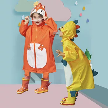 2020沖鋒布加強防護兒童造型雨衣S黃色恐龍