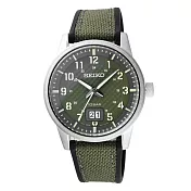 SEIKO格紋元素日期時尚腕錶-綠X銀