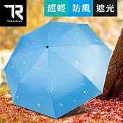 【TDN】鈴蘭花UL超輕易開收降溫三折傘黑膠晴雨傘B7617A天空藍