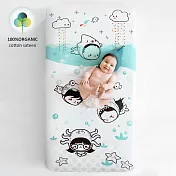 美國RookieHumans-嬰兒床有機棉絲柔床包(水下探險) 美國規 71x132x20cm