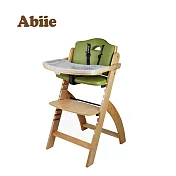 Abiie Beyond Junior Y成長型高腳餐椅原木色+椅墊橄欖綠