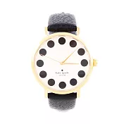 Kate Spade 圓點簡約造型時尚皮革錶帶女用腕錶-黑米 (無盒裝)