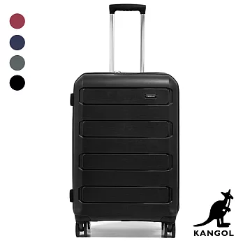 KANGOL - 英國袋鼠24吋輕量耐磨可加大PP行李箱 - 多色可選 黑色
