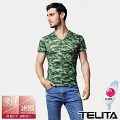 【TELITA】吸汗快乾涼爽迷彩風短袖衣/T恤 L 綠色