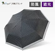 【雙龍牌】降溫涼感小無敵三折傘雨傘陽傘(防風防曬抗UV黑膠傘B6313)黑色圓點