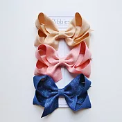 英國Ribbies 雙層大蝴蝶結3入組-粉紅/金/海軍藍