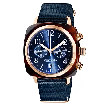 BRISTON CLUBMASTER 經典雙眼計時腕錶-海軍藍