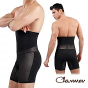 【Charmen】NY147可調式三段排扣收腹塑腰提臀褲 男性塑身褲(黑色 L)