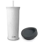 美國GoSili 鉑金矽膠❚ 24oz❚TOGO矽膠咖啡隨行杯(白色大理石) + 咖啡杯蓋(鋼鐵灰) (環保吸管 矽膠吸管 總代理公司)