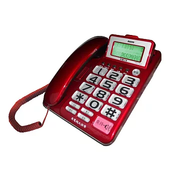 SANLUX 台灣三洋 大螢幕大字鍵有線電話機 TEL-827紅 紅