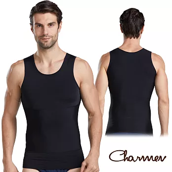 【Charmen】360度加壓收腹高彈背心 男性塑身衣(黑色 XL)