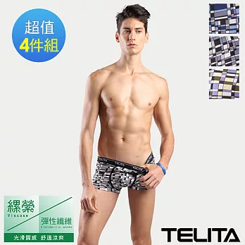 【TELITA】親膚嫘縈印象派平口褲/四角褲-4件組 M 混搭色